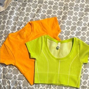 Aerie Orange and Lime Crop Tops
